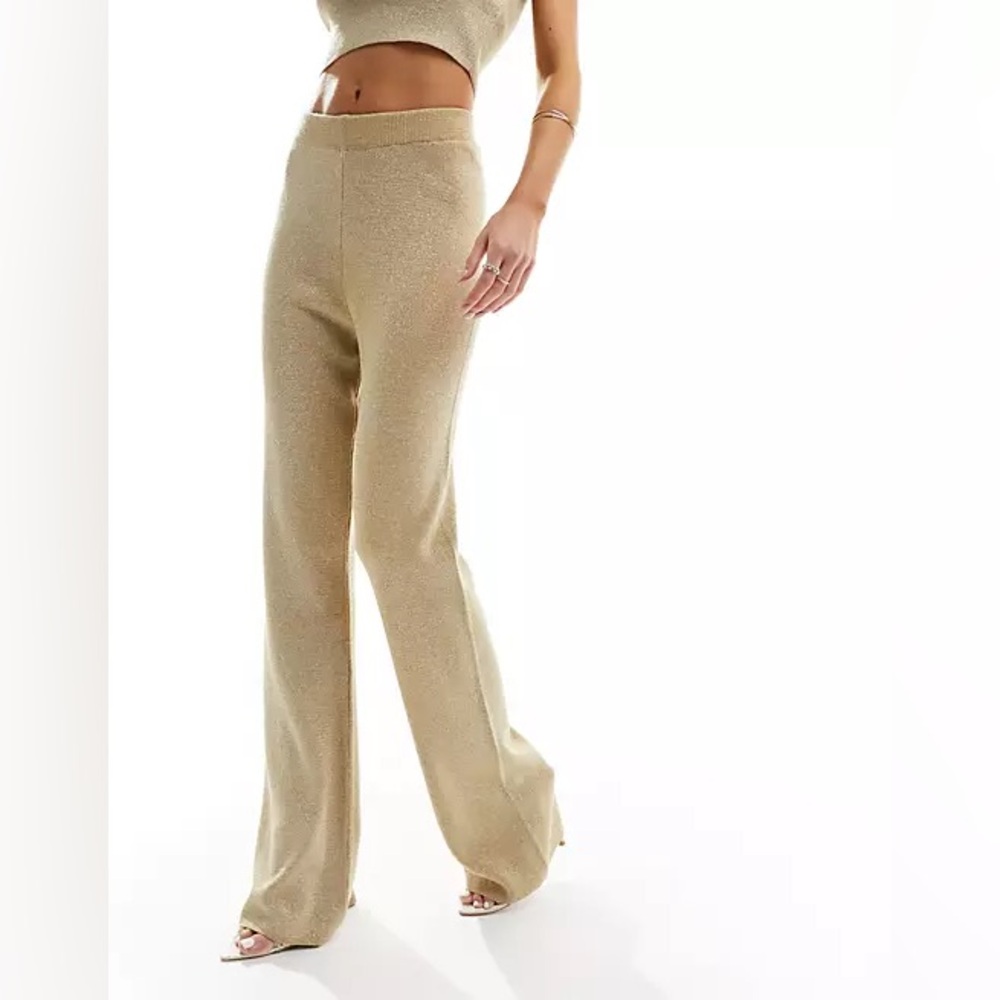 NWOT ASOS knitted pant in gold